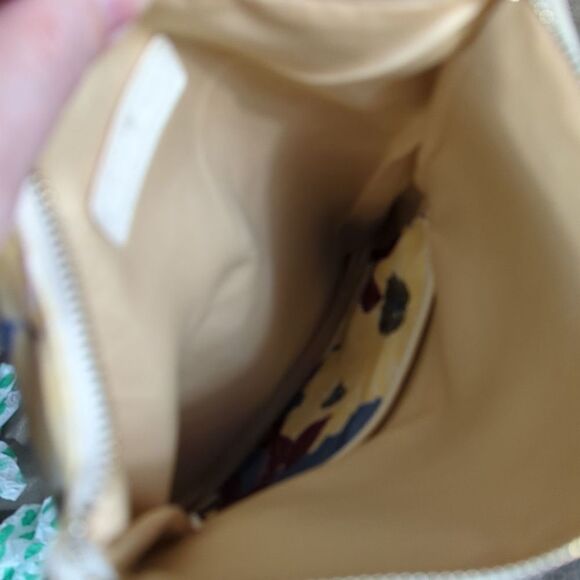 RACHEL Pally Woman's Clutch Purse Fold Over Cream Floral Zip Faux Leather Canvas - Picture 8 of 12
